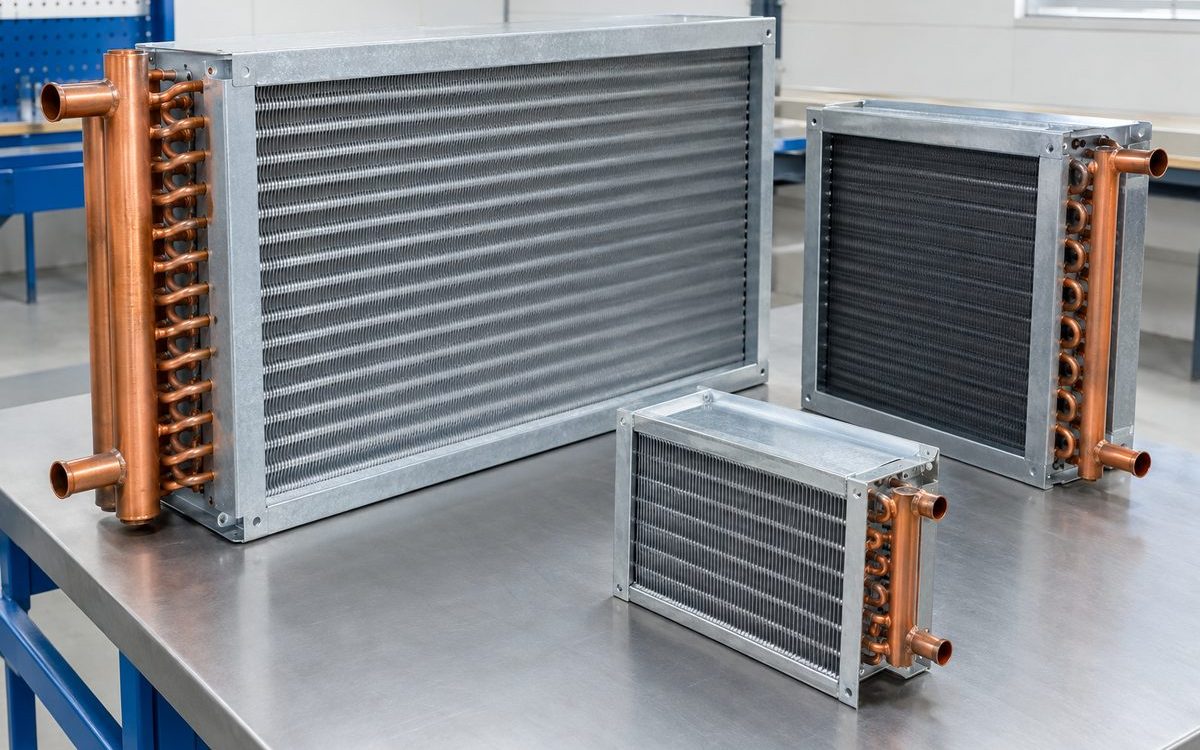 Chilled water, DX and heating coils with copper headers