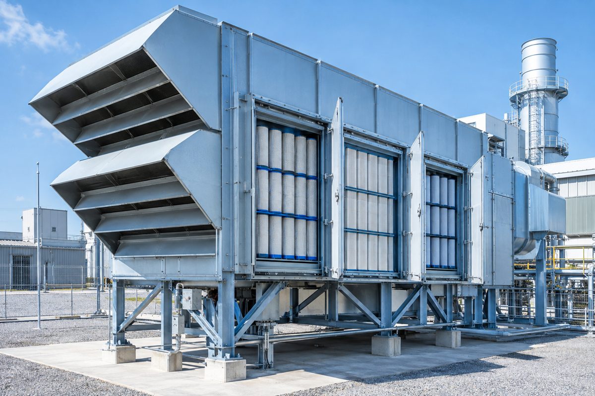 Gas turbine air intake filter house at a power plant
