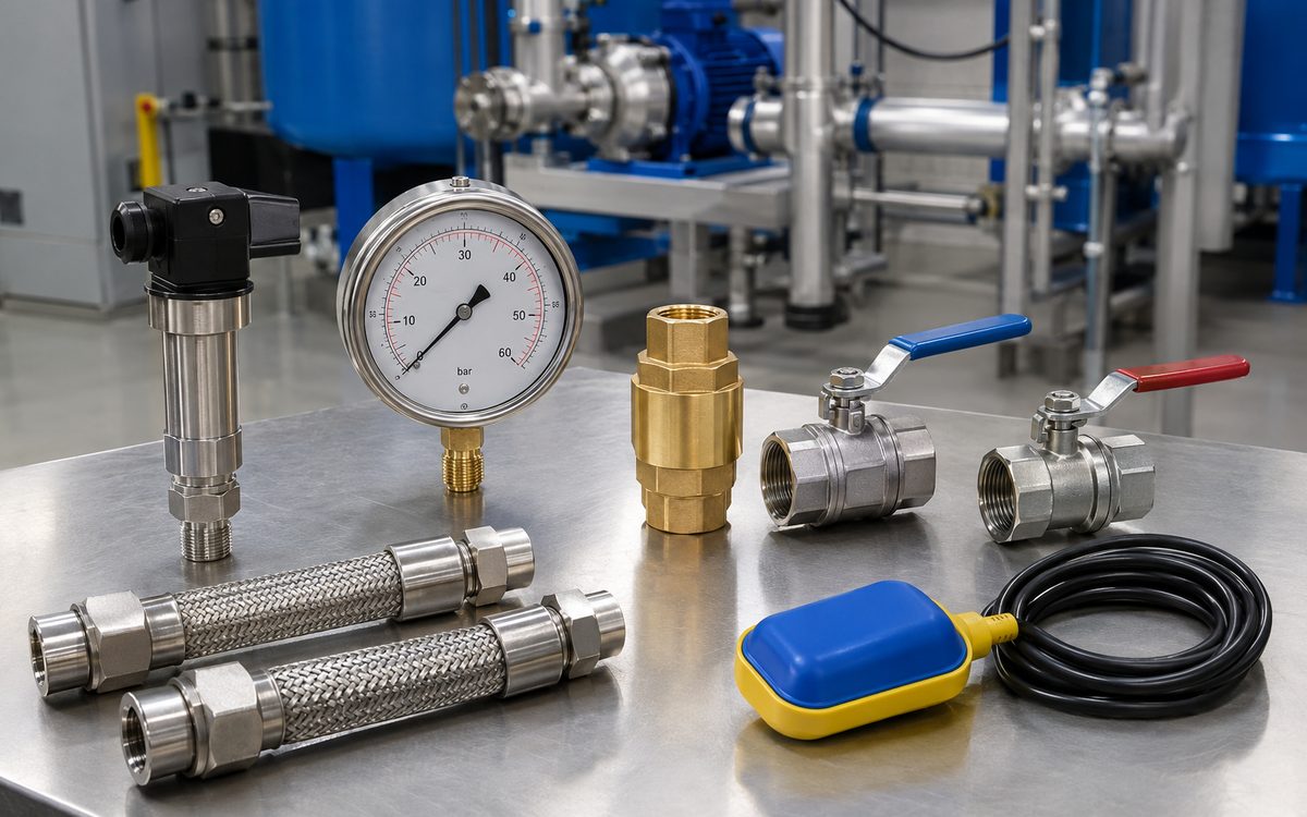 Pressure transmitter, gauge, valves and anti-vibration connectors